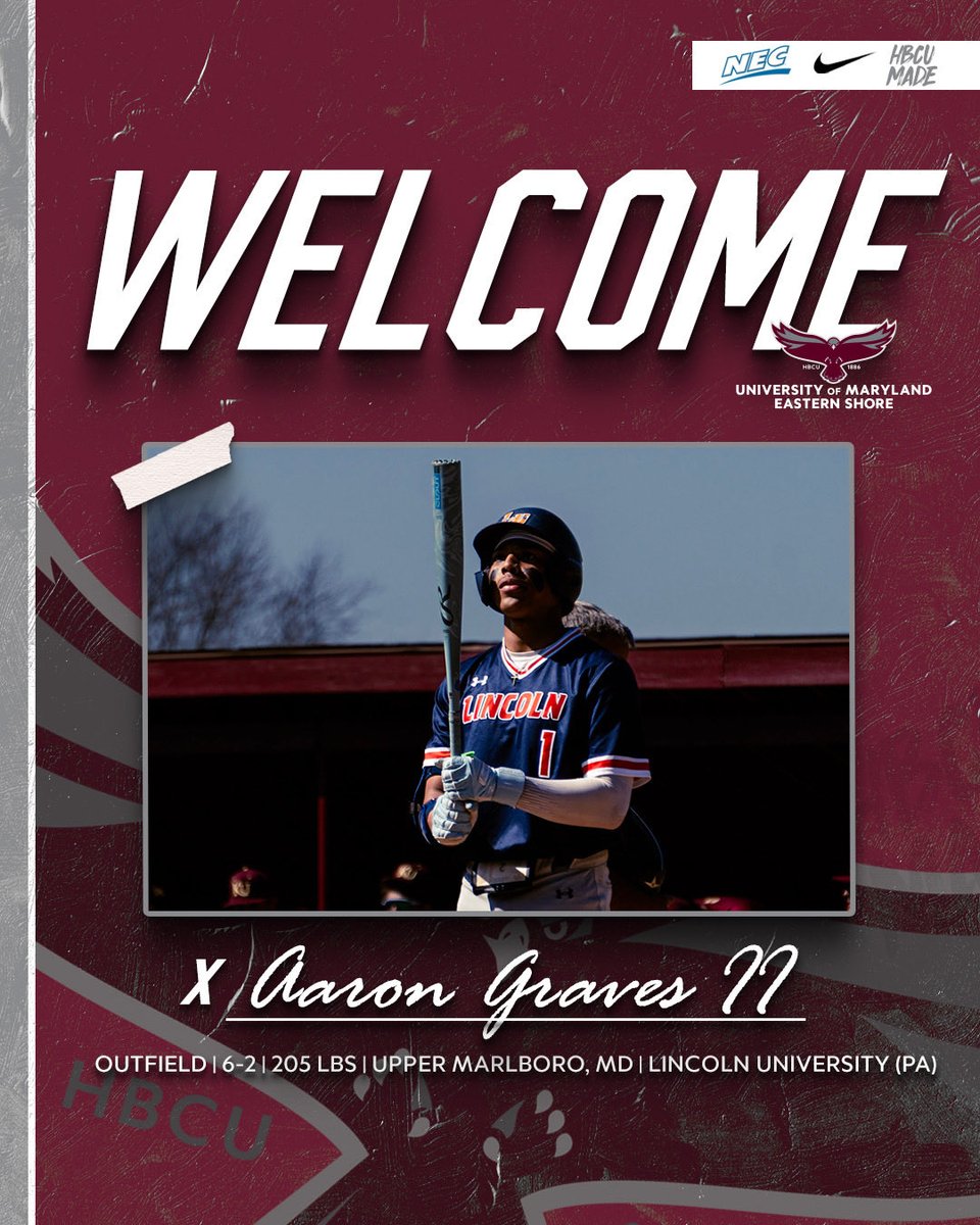 UMESHawkBase's tweet photo. ⚾️ THE UNIVERSITY OF MARYLAND EASTERN SHORE OFFICIALLY WELCOMES AARON GRAVES II TO THE HAWK BASEBALL PROGRAM ⚾️

#HawkPride | #SoarAboveandBeyond | #HBCUMade https://t.co/zXoMfa2KmJ