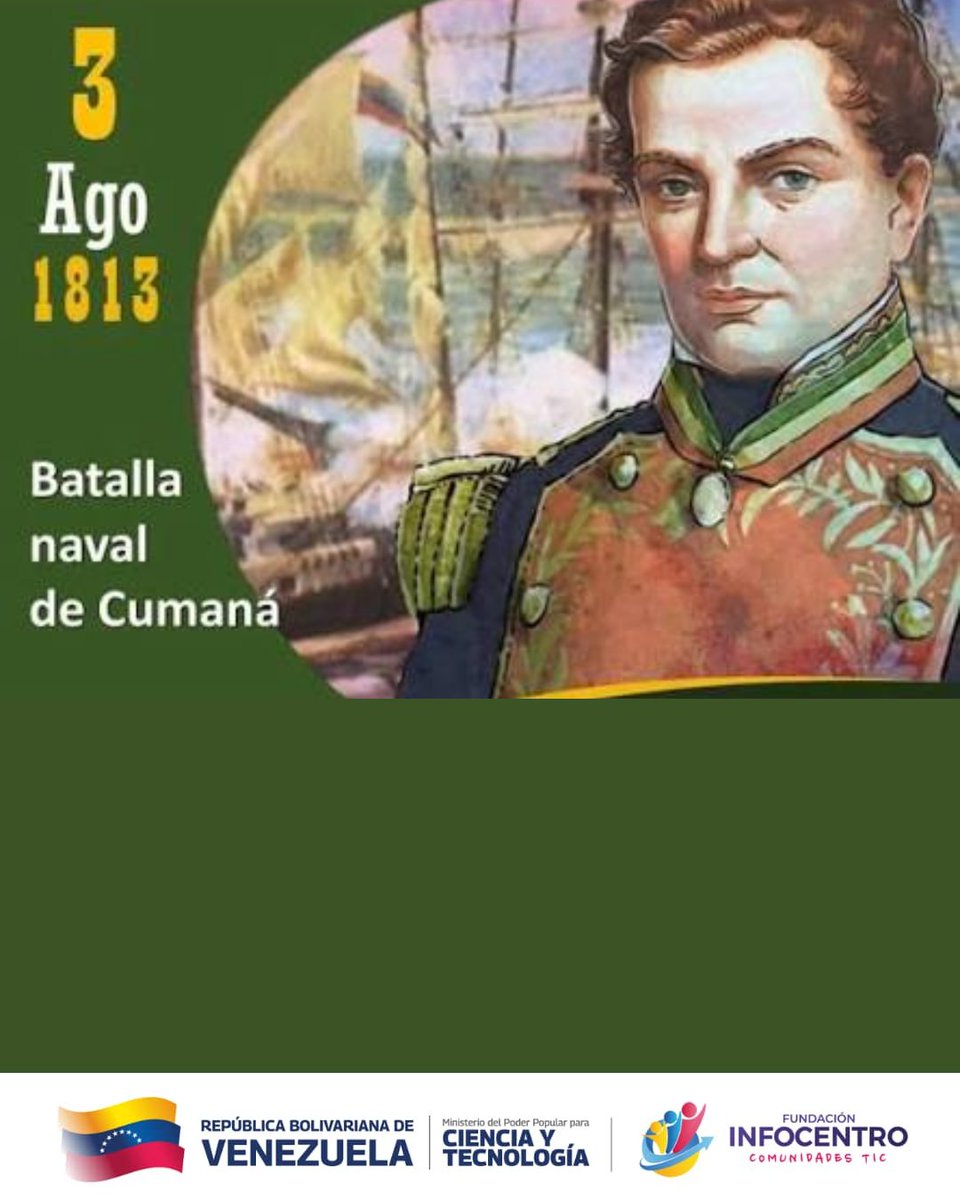 infocentromonte's tweet photo. #03Agosto de 1813 se libró la *Batalla Naval de Cumaná, un trascendental combate  en las costas orientales bajo el mando estratégico del corsario italiano  Giuseppe Bianchi y el patriota Santiago Mariño. https://t.co/fAQSWVdJt3