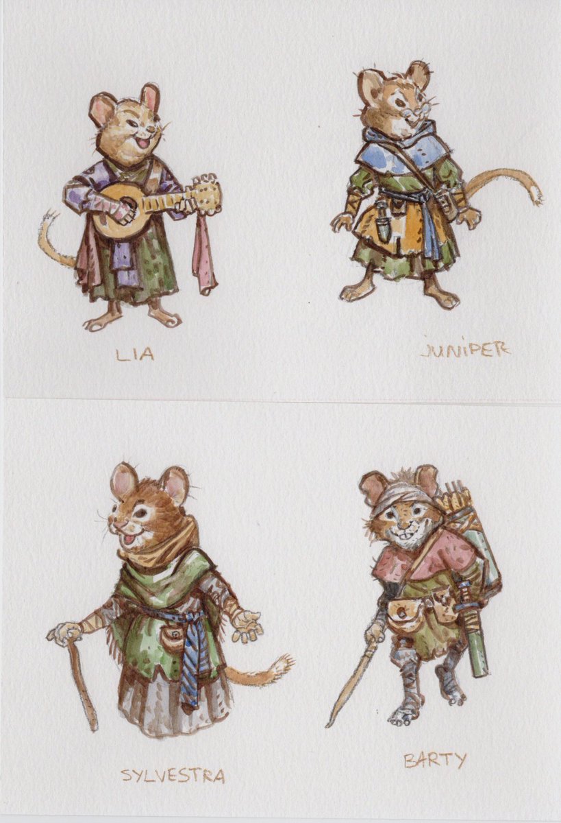 larrymacdougall's tweet photo. Characters - Spots for Gwelf book 3. Watercolour. Work continues. Tally Ho! https://t.co/yire49A3Lp