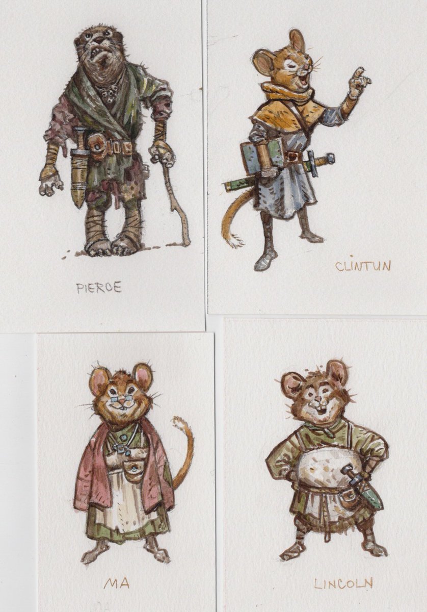 larrymacdougall's tweet photo. Characters - Spots for Gwelf book 3. Watercolour. Work continues. Tally Ho! https://t.co/yire49A3Lp