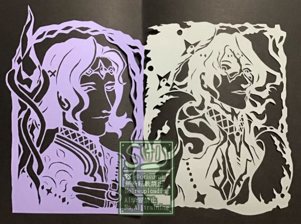orisurak's tweet photo. #AFKジャーニー
光をあてると闇落ちするディアグレス(言い方よ)
の切り絵
途中でシーズーコン間にあわんなってなったので
しかけは雑になってますが
いい感じにはできたかな、と https://t.co/cKZHmbU1JK