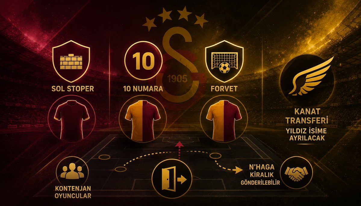 pivotGS's tweet photo. Galatasaray’ın transfer planında sol stoper, forvet ve 10 numara için kontenjan oyuncuları öne çıkıyor.

Kanat transferindeki kontenjan ise Rafael Leão seviyesinde yıldız bir isme ayrılacak.

Galatasaray'ın kontenjanda yer açması gerekmesi halinde Nhaga'nın kiralık olarak gönderilmesi gündeme gelebilir.

 (Ertan Süzgün)