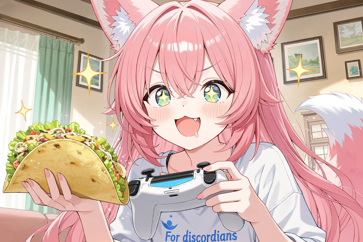 Rhine_Official's tweet photo. Made with NovelAIDiffusion V5   
使用NovelAIDiffusion V5制作
Teaser for discordians
"Taco and Game controller"
(Whipped by Aini)
@Ainiwaffles https://t.co/C6askdaT0E