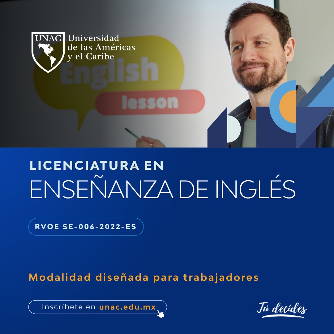 UNACMexico's tweet photo. 🌎 Abre puertas al mundo con la Licenciatura en Enseñanza de Inglés de la UNAC. Desarrolla competencias para formar estudiantes con metodologías innovadoras y una visión global. 📲 Más información: https://t.co/BV8EUEz35u https://t.co/TzDHSjh78J