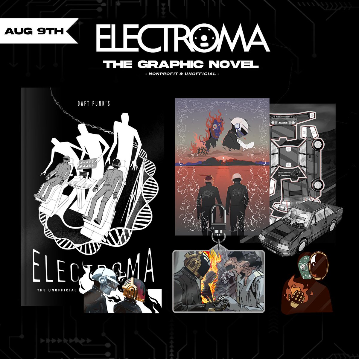 ElectromaNovel's tweet photo. The nonprofit 80+ page graphic novel adaptation of Daft Punk's Electroma opens for P0s in less than a week! 🤖🔥

Don't miss the early bird sale of the novel!

📅 AUG 9 - SEPT 9 (EARLY BIRD ENDS AUG 12)
🔗⬇️ https://t.co/Qj2U4SThyL