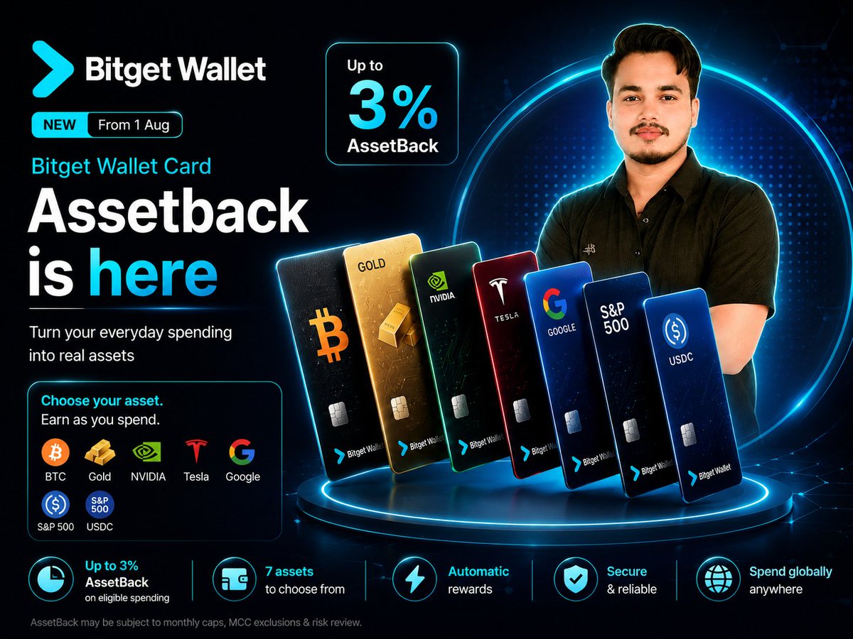 Earningwithali7's tweet photo. 💳 Bitget Wallet Card

🔥 Up to 3% Cashback!

With the new #BitgetWallet Card, earn up to 3% AssetBack in BTC, Gold, US Stocks, ETFs, or USDC on eligible purchases.

🚀 Join Now:
https://t.co/RNFK30Q7Px

#BitgetWalletAssetBack
@bitget @BitgetWalletFam @BitgetPak @BitgetPak https://t.co/2gQ0qIuuSr