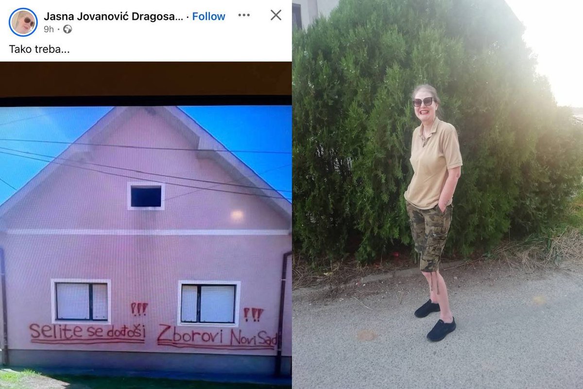 1389marijapetr's tweet photo. ‼️БЛОКАДЕРКА ЈАСНА ЈОВАНОВИЋ ИЗ НОВОГ САДА ДЕЛИ СЛИКЕ КАКО ИЗБЕГЛИЦЕ ТРЕБА ИСЕЛИТИ ИЗ ГРАДА‼️

#Srbija #Politika #SNS #SrbijaIdeNapred #caosvima #fyp #viral #trending https://t.co/x156PpsWmu