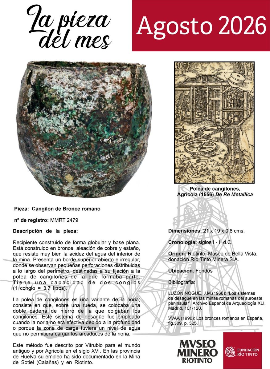 MusMinRT's tweet photo. Pieza del mes de agosto, cangilón de bronce romano, hallado en Riotinto. @insersa_es @AtalayaMining https://t.co/Ngay7zgOyo