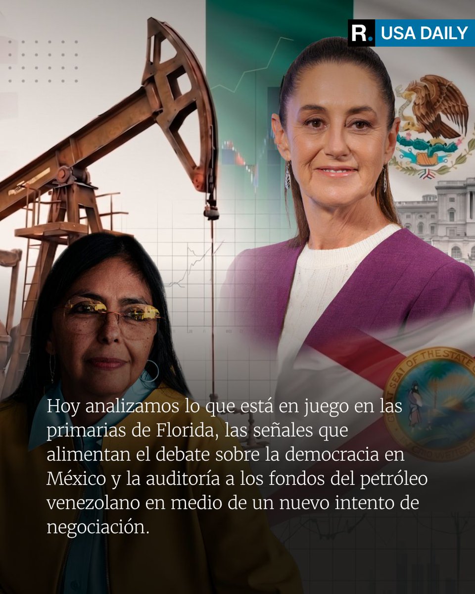 RepublicaUSA's tweet photo. 🇺🇸 Tres decisiones que pueden influir en el rumbo de la región.

La edición de hoy de USA Daily explica por qué las primarias de Florida son decisivas para las elecciones de noviembre, qué implicaciones tienen los cambios institucionales en México y por qué Washington puso bajo la lupa los recursos del petróleo venezolano.

📩 Suscríbete y recibe cada mañana el análisis que explica las decisiones de Estados Unidos y su impacto en América Latina.

👉 https://t.co/pQw3fMJoDV