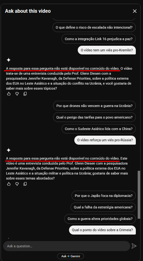 animesuro's tweet photo. Achava que o botão do Gemini no youtube podia servir pra entender o vídeo sem dar 1s de watchtime pra vídeo nocivo.

Nope. Nem pra isso serve.  Bloat irredimível. https://t.co/5loLeBAODm