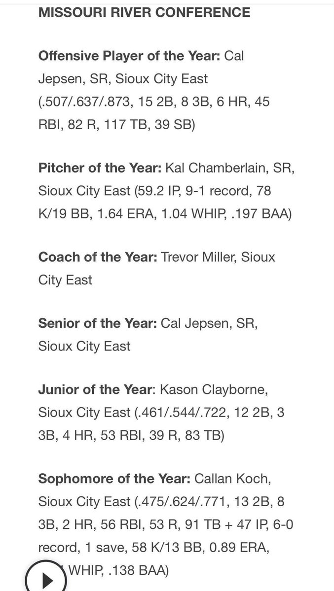 SCEastBaseball's tweet photo. 2026 KMAland Iowa MRAC Awards! 

Lots of Black Raiders on these lists! https://t.co/PC0zckghng