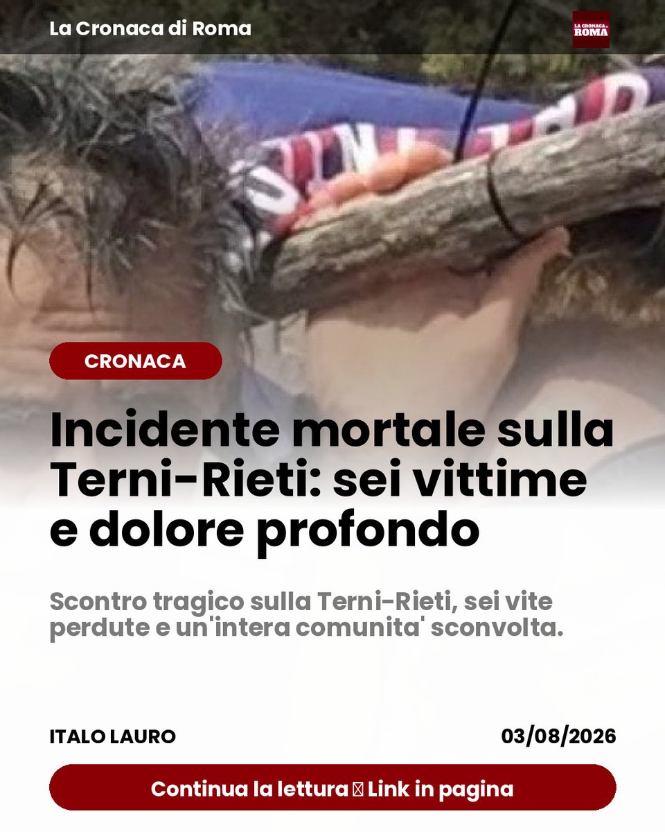 cronacadiroma's tweet photo. Leggi la notizia : Incidente mortale sulla Terni-Rieti: sei vittime e dolore profondo - La Terni-Rieti è tornata a far parlare di sé, ma questa volta per una tragedia che ha inesorabilmente spezzato sei vite. L’incidente… https://t.co/CjZZ37JdQ4 #Incidente #TerniRieti #Tragedia https://t.co/ZNnkooEU7t