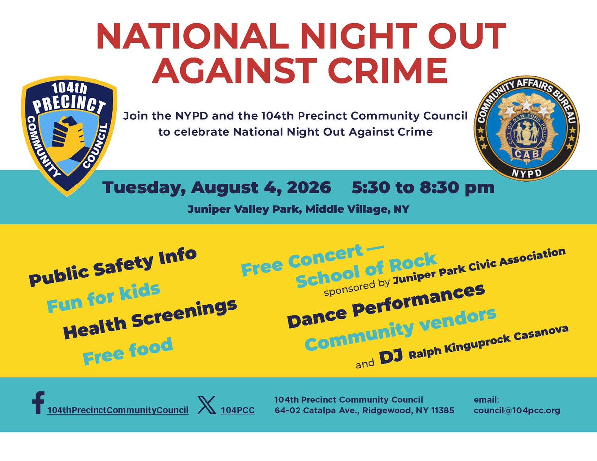 104PCC's tweet photo. TOMORROW NIGHT!!!!!!

@NYPD104Pct https://t.co/TKejuvk7Xp