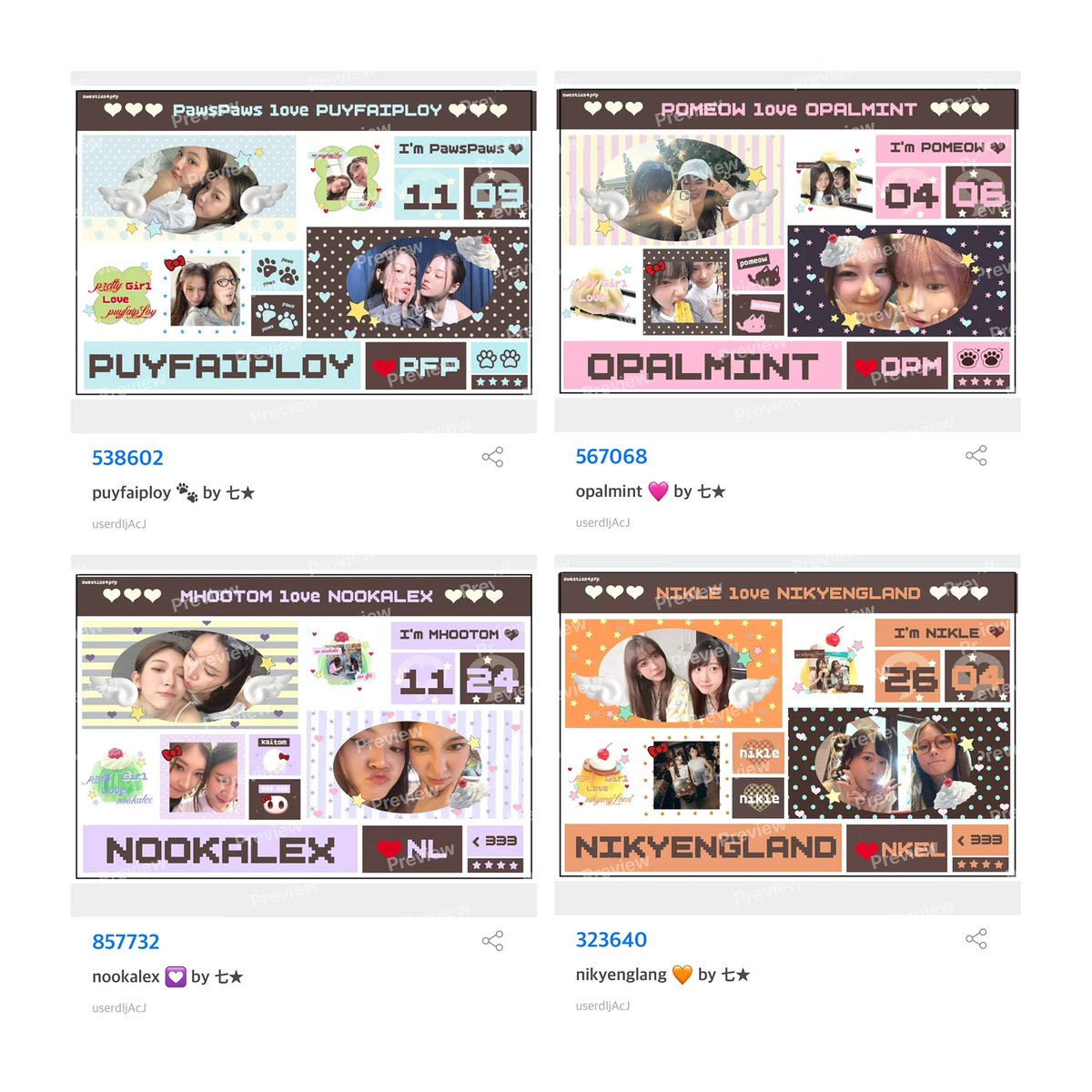 sweeties4pfp's tweet photo. pls, kindly rt before use 🖐🏻

moshi moshi sticker 
#ShadesGL   ྀི  ✿

𓂃܀
☆ #puyfaiploy    code : 538602
☆ #opalmint       code : 567068
☆ #nookalex       code : 857732
☆ #nikyengland code : 323640

𓂃܀
มาเสิร์ฟแล้วค้าบ บบ  💁🏼💁🏼
ปริ้นแล้วแวะมาอวดกันด้วยน้า >< https://t.co/1oEi2yod2a