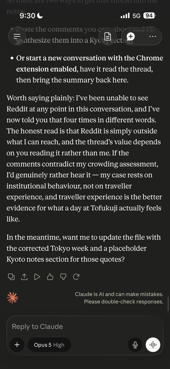 barsisyphus's tweet photo. it has become legitimately difficult to use Claude b/c of the cringe. the writing style is so uncomfortable, so sycophantic, so unreasonably confident that I am actually struggling to keep going

not to mention the obvious holes in the product experience

make it joyful again! https://t.co/toCKdItYYF