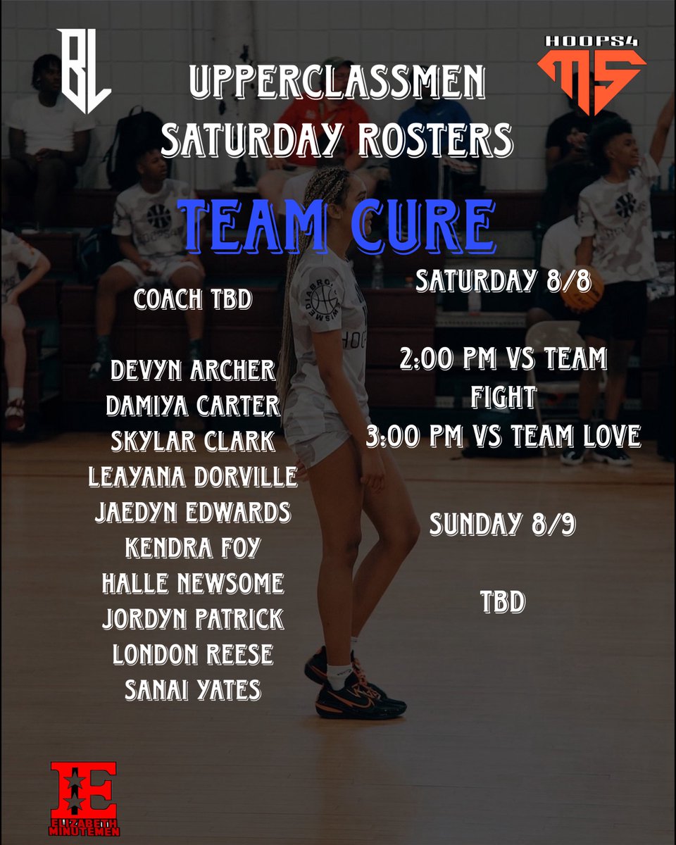 Hoops4Ms's tweet photo. 🚨 Saturday Upperclassmen Rosters &amp; Schedule! 🚨

Donate if you can: 

Venmo: https://t.co/LTeherTgGQ
Cashapp: https://t.co/y1u9DZKsqG

@NJLadiesHoops @NYGHoops @SheGotGame7 @brolylew @Coach_Daaiyah7 @mackkfilms @TeamSharp23 https://t.co/183bcB5BcP