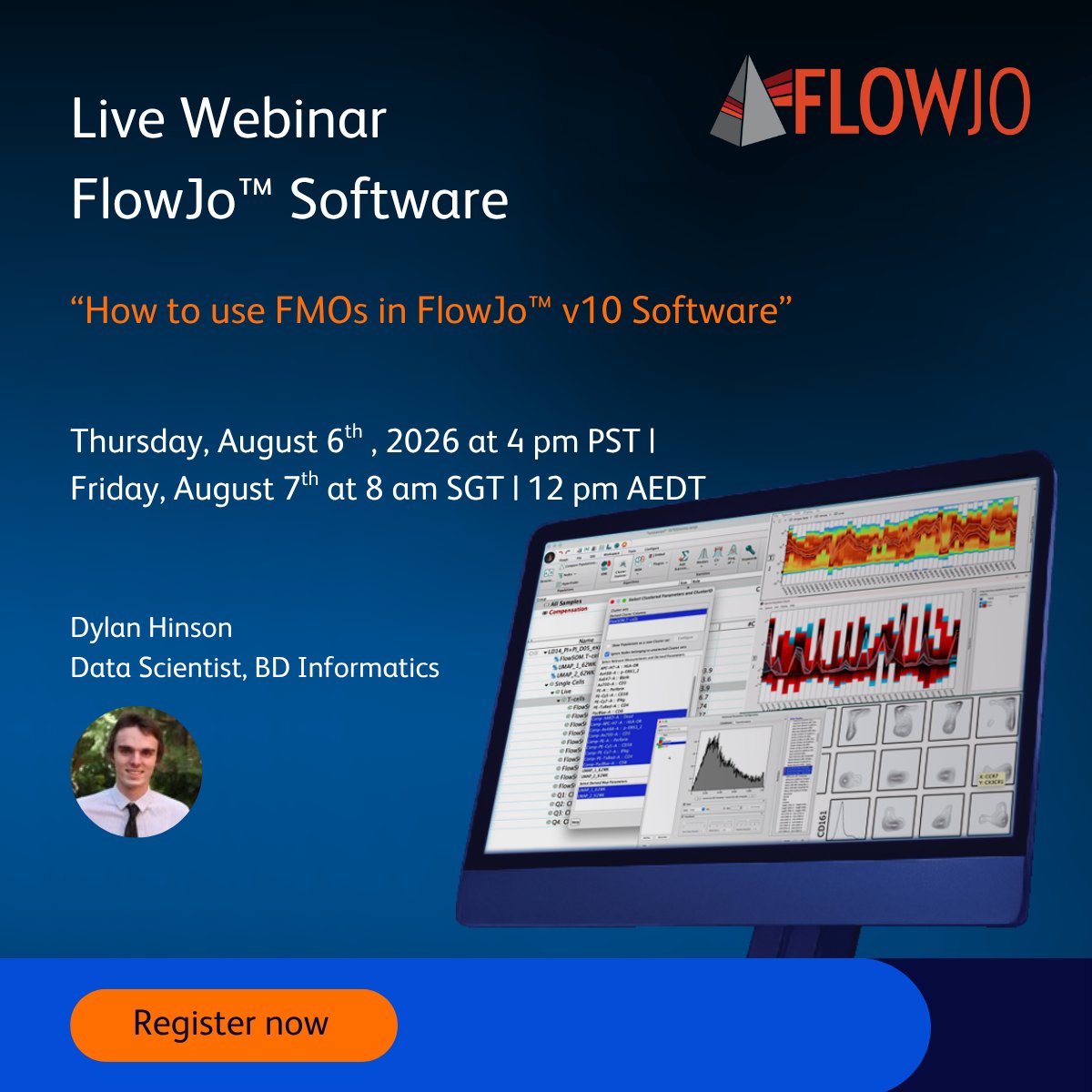 FlowJoNow's tweet photo. Sign up for our free webinar, How to use FMOs in FlowJo™ v10 Software, Thursday, August 6th, 2026 at 4pm PST | Friday, August 7th at 8am SGT | 12pm AEDT!
https://t.co/ZkUDd7c13t
#flowjo #BDBiosciences https://t.co/aPpzPtwvEP