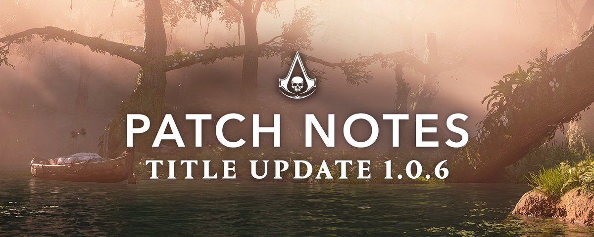 暖色游戏场景封面,中央写有Patch Notes与Title Update 1.0.6。