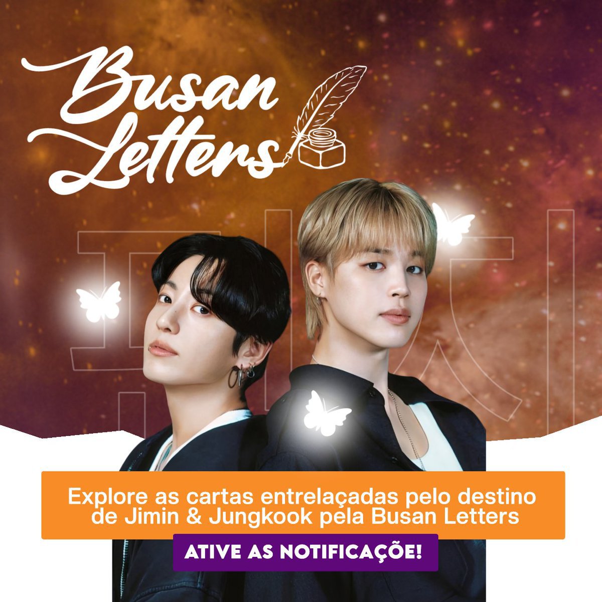 BLBusan's tweet photo. 🦋 Bem-vindos à Busan Letters.

Onde histórias ganham uma nova vida em adaptações inspiradas pelo casal de Busan.
 
• Canal no Telegram
• Link disponível pela DM
• Ative as notificações

💜 Do coração de Busan para cada página, um verso de Jimin &amp; Jungkook em cada linha. https://t.co/RZSQsKZcB4