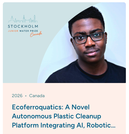 StBonaventures's tweet photo. Our Grade 12 student Moroti Adegboyega is competing at the Stockholm Junior Water Prize and needs your support to win the People's Choice Award!

Vote: https://t.co/mLwvo5iH9I

Just search "Canada" to find Moroti's project and cast your vote using your email address. https://t.co/lymc54FyFW