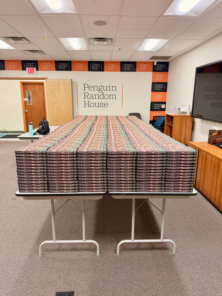 CatapultStory's tweet photo. 4 weeks out from the hotly-anticipated release of Amanda Peters' THE BIRTHING TREE! 🌳 

Last week, she made her way down from Canada(!) to the PRH warehouse to sign thousands of copies that will soon be available at @BNBuzz, @booksamillion, and select indies near you on 9/1! https://t.co/MfpgNll2Vk