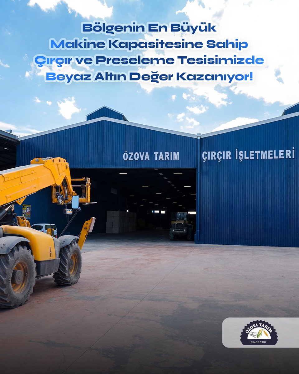 ozovatarim's tweet photo. Bölgenin en büyük makine kapasitesine sahip çırçır ve preseleme tesisimizde, "Beyaz Altın"ı son teknolojiyle işleyerek değerine değer katıyoruz. ⚙️🌾 Toprağımızın bereketini yüksek kapasite ve kaliteli üretim anlayışımızla buluşturarak bölgemiz için durmaksızın çalışmaya devam ediyoruz. 💪✨

#TarımTeknolojisi #PamukÜretimi #ÇırçırTesisleri #BeyazAltın #ÜretiminGücü #TarımSanayi