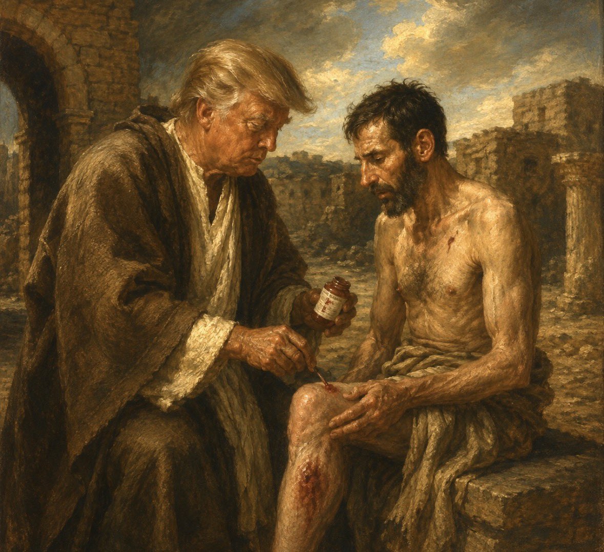 GaryPetersonUSA's tweet photo. Leprosy will be cured as soon as President Trump applies the right amount of Merthiolate, just as Christ did to raise funds to build our first Vatican. https://t.co/6G3uAWtYwB