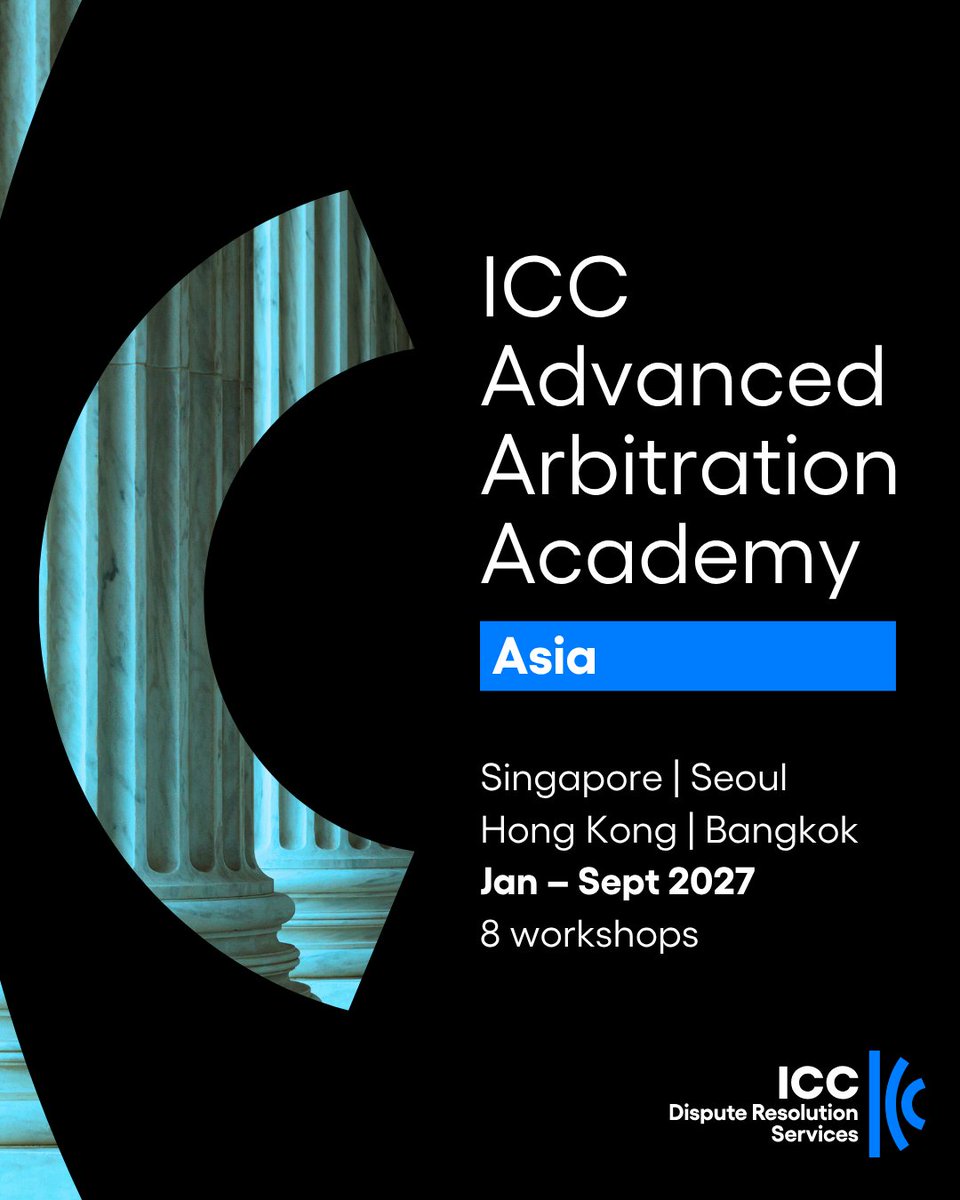 ICC_arbitration's tweet photo. 🚨 Application deadline extended for the ICC Advanced Arbitration Academy in Asia 🚨

📅 Apply before 20 August at 23:59 (CEST)

🔗 Learn more about the programme https://t.co/vON3sJ96jD https://t.co/53BNMXt5oJ