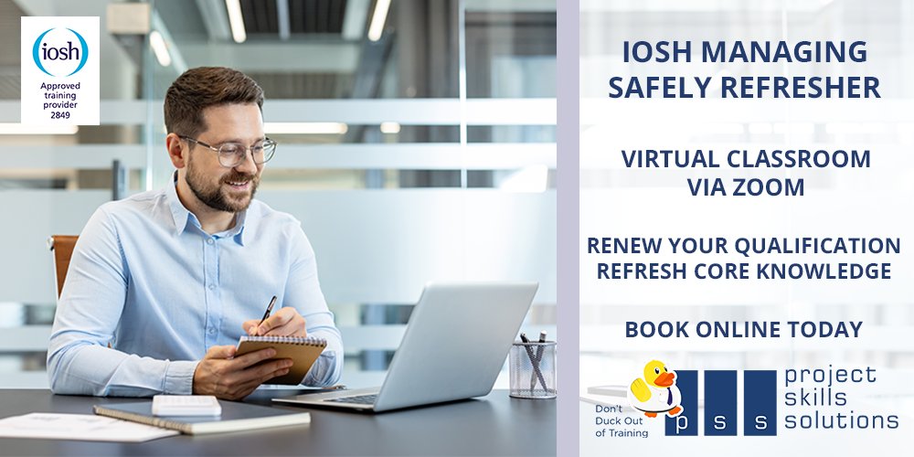 PSS_Training's tweet photo. Keep your IOSH Managing Safely knowledge up to date. Join our 1-day virtual IOSH Refresher on 21 August and revisit key legislation, risk assessment and safety management through interactive, trainer-led learning. 🔒 https://t.co/NGr2pulTD3 #IOSHRefresher #SafetyTraining https://t.co/DD7uGtTBUF