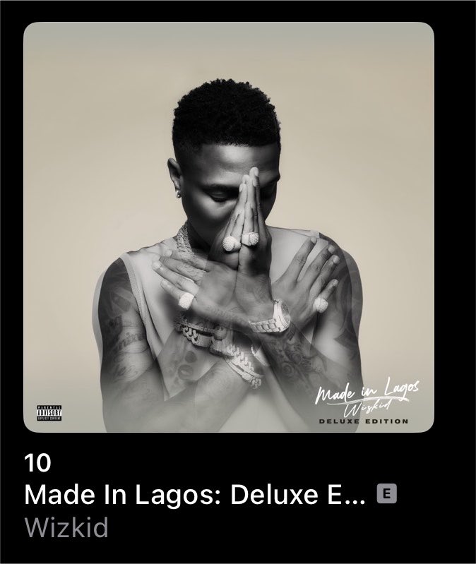 itzbasito's tweet photo. Wizkid now has 2 projects charting in the Top 10 on Apple Music Nigeria album chart.

#4 Morayo (released in 2024)
#10 Made In Lagos (released in 2020) https://t.co/AEei0Zkbbn
