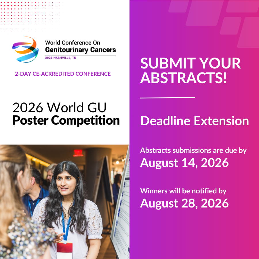 GUconference's tweet photo. 🚨Update: Submission deadline extended! The #WorldGU26 Poster Competition deadline has been extended to August 14, 2026. Don’t miss this chance to present your GU oncology research at the 2-day CE-accredited World Conference On Genitourinary Cancers in Nashville, TN (December 3–5, 2026). Learn more & submit → https://t.co/cgsz42PFKT #GUcancer #OncologyResearch #CME #OncologyFellows