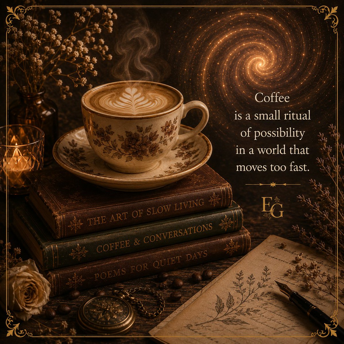 bookWhim's tweet photo. A good cup of coffee doesn’t solve every problem.

It just quietly reminds you that not every problem needs solving immediately.

Some deserve five quiet minutes first.

#CoffeeTime #BookWhim #MindfulLiving #SlowLiving https://t.co/vSHcd4b6en