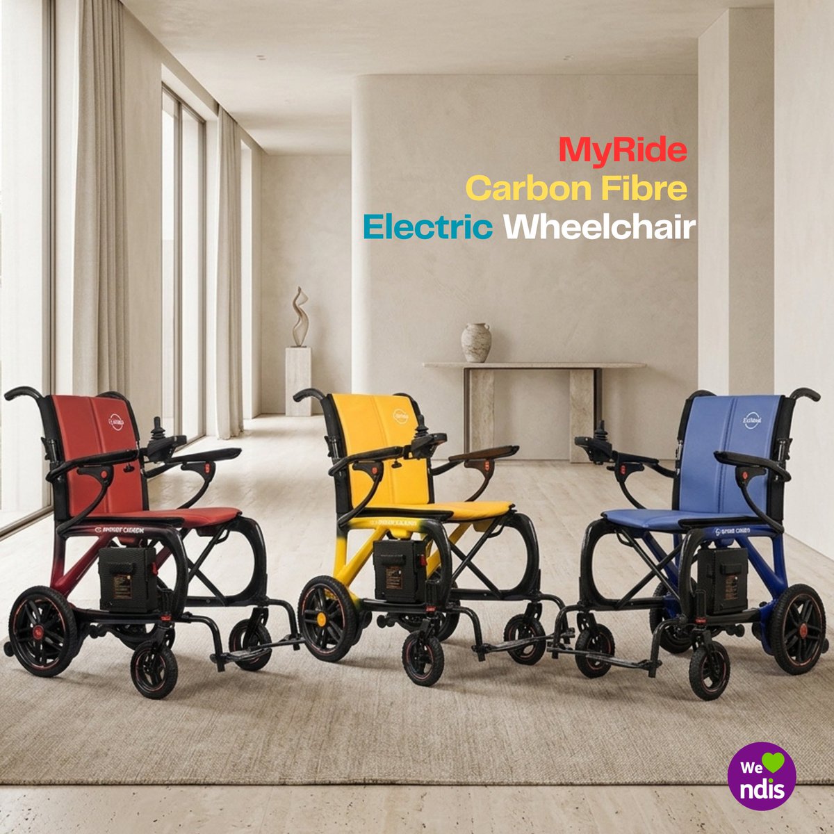 Medgearcare's tweet photo. Meet the MyRide Carbon Powered Wheelchair ♿✨

learn more: https://t.co/kHMyYtVqkE

Ultra-lightweight at just 12.8kg, with an aerospace-grade carbon fibre frame.

#PoweredWheelchair #ElectricWheelchair #Mobility #NDIS #MedgearCare https://t.co/pF6kyCJaVC
