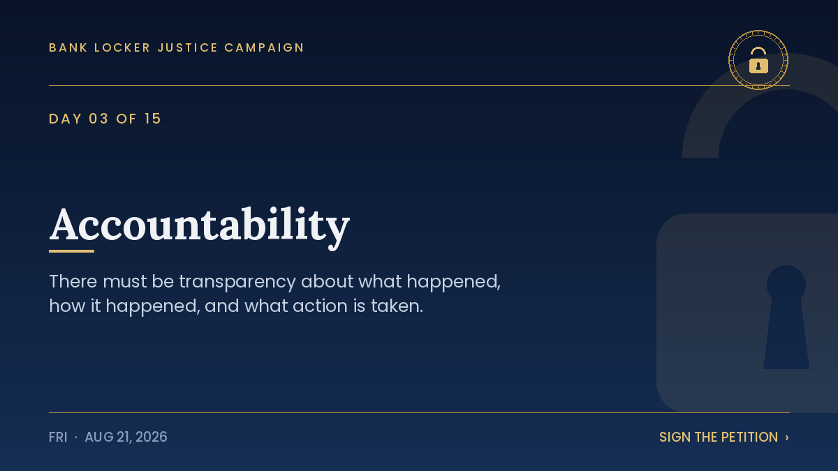 ashultimate's tweet photo. When valuables disappear from a bank locker, the affected customer should not be left without answers.
There must be transparency about what happened, how it happened and what action is being taken.
#JusticeForLockerTheft #Accountability https://t.co/DKRGWFa7T5