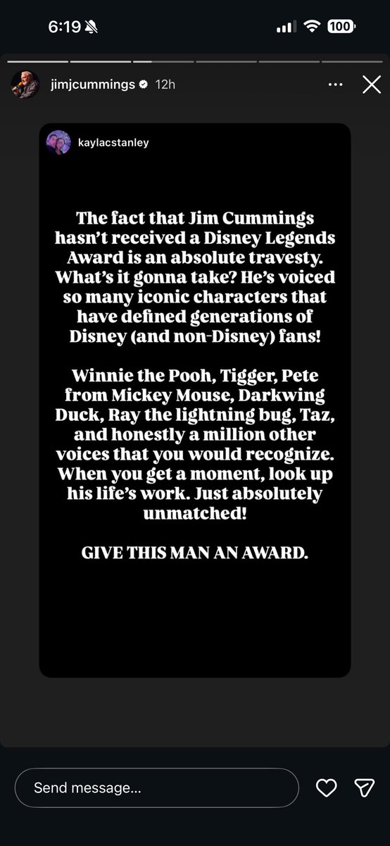 DisneyScoopGuy's tweet photo. Jim Cummings, the voice of Winnie the Pooh and many other Disney characters, shared multiple posts earlier today criticizing Disney for not inducting him as a Disney Legend this year. https://t.co/BVqc1h4bz5