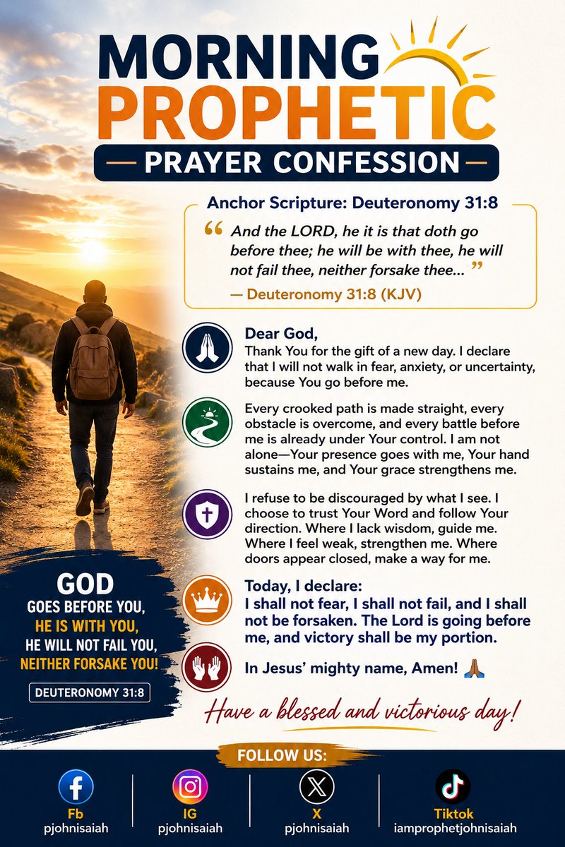 izzyjay01's tweet photo. Dear God,

Thank You for the gift of a new day. I declare that I will not walk in fear, anxiety, or uncertainty, because You go before me.

Every crooked path is made straight, every obstacle is overcome, and every battle before me is already under Your control... https://t.co/oBuY0bfHYV