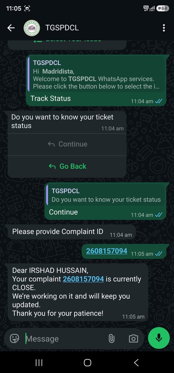Wretcher4's tweet photo. @tgspdcl 
An now the complaint is closed without any action. 
@TelanganaCMO is this the development we were promised?
No power for 3 day and only lies.
And now your officers are asking me money.
They called me and said = give us money and we will resolve your issue.
Wow 3 days https://t.co/THozvYzGpP