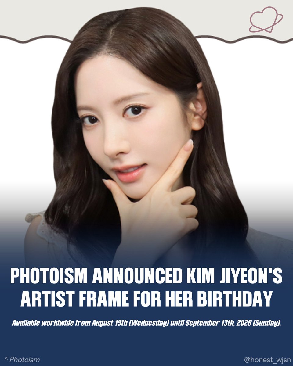 honest_wjsn's tweet photo. Get your Kim Jiyeon (#Bona)'s Photoism Artist Frame in celebrating her birthday, available worldwide from August 19th (Wednesday) - September 13th, 2026 (Sunday)!

#WJSN #우주소녀 #보나 #김지연 https://t.co/dBg4gLZX4C