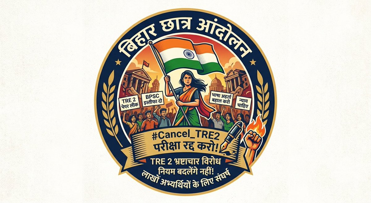kinglight8474's tweet photo. बिहार का युवा अपने हक की लड़ाई सड़कों पर लड़ रहा है। पहले पेपर लीक और फिर भाषा अर्हता हटाकर रिजल्ट का घोटाला! क्या यही है सुशासन?
TRE 2 परीक्षा को तुरंत रद्द कर नए सिरे से निष्पक्ष परीक्षा कराई जाए।
@BPSCOffice @samrat4bjp @BiharEducation_
#BPSC_TRE2_रद्द_करो ✊🔥 https://t.co/RohwMwQatx