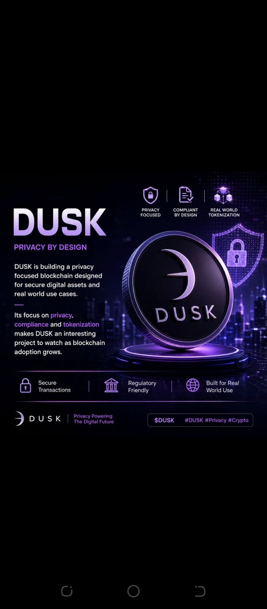 SherA97434's tweet photo. DUSK is building a privacy focused blockchain designed for secure digital assets and real world use cases
Its focus on privacy compliance and tokenization makes DUSK an interesting project to watch as blockchain adoption grows. 
@DuskFoundation $DUSK#dusk https://t.co/jNc5Q3l8Mg