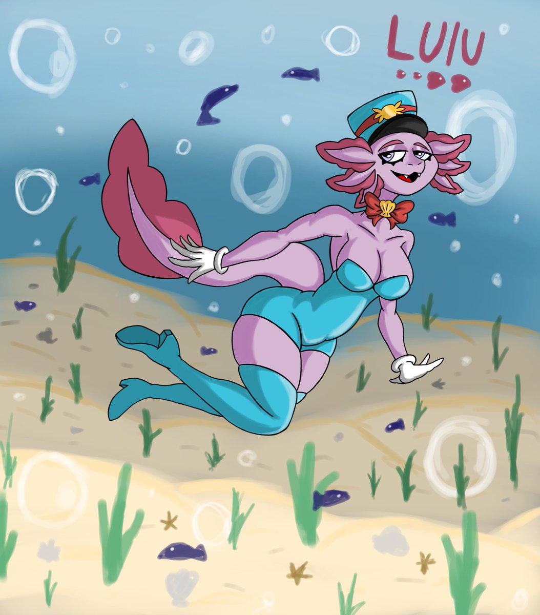 Bnanamanbits's tweet photo. dibuje a mi nueva oc ajolote Lulú cono guía bajo el agua. #furryart #scalieart https://t.co/UNPuFapTJQ