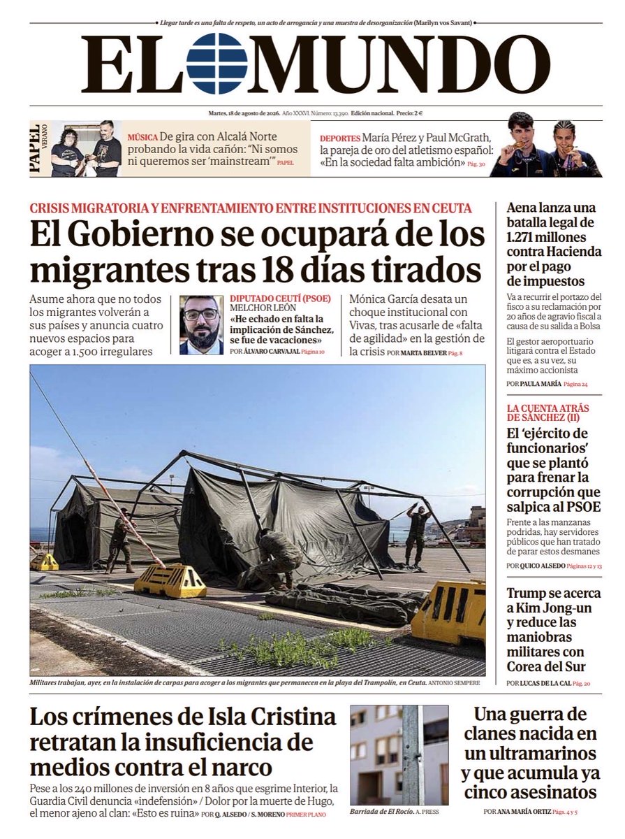 elmundoes's tweet photo. ☕ Buenos días!
📰 La portada de El Mundo https://t.co/3zXCRxEng5