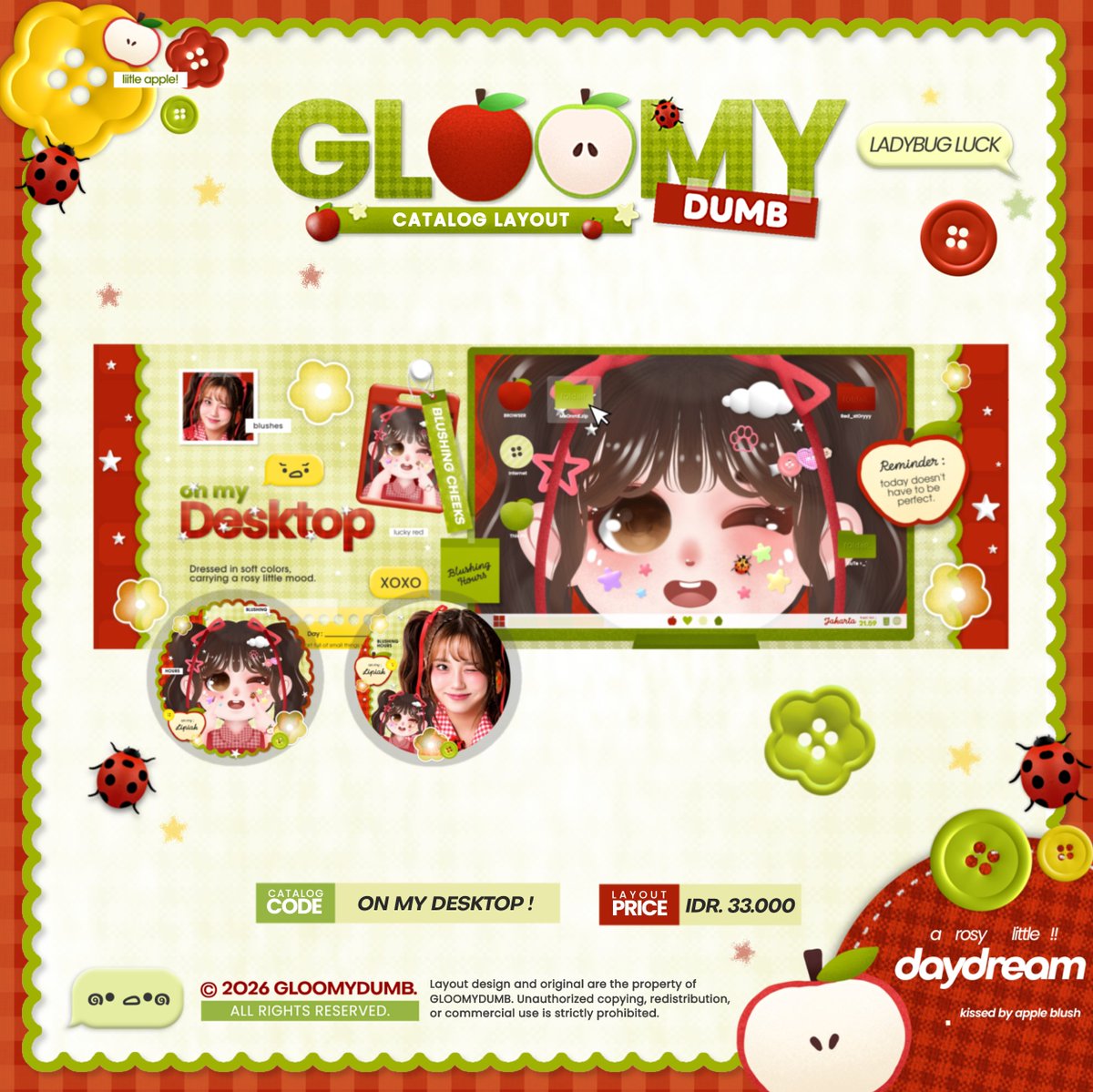 GLOOMYDUMB's tweet photo. ㅤ ֗  ִֶָ 𖥻ㅤhelp rt ? thankies luv ; #bealanja 

¡ hEllo glOomies my loves 🍏
siang ini aku open titip — Optip untuk katalog layOut "On My Desktop — OMD !" 

untuk klaim slot, silahkan baca rules yang sudah aku cantumkan ya 🐞🩶 https://t.co/HVVjU6i49Q