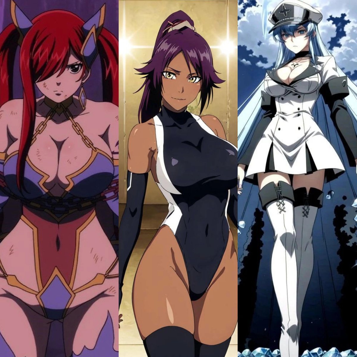 ERZAEMPIOR's tweet photo. Who is best among Erza, Yoruichi and Esdeath according to you and why?
#fairytale https://t.co/W5G4XrAzMG