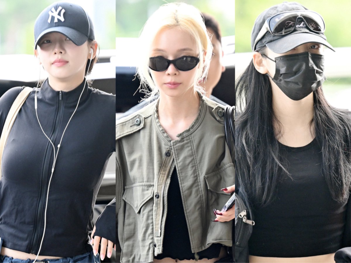 wntrult's tweet photo. aespa KARINA, WINTER, and NINGNING at Gimpo International Airport (GMP) heading to Japan. https://t.co/YrU9N4mB2E