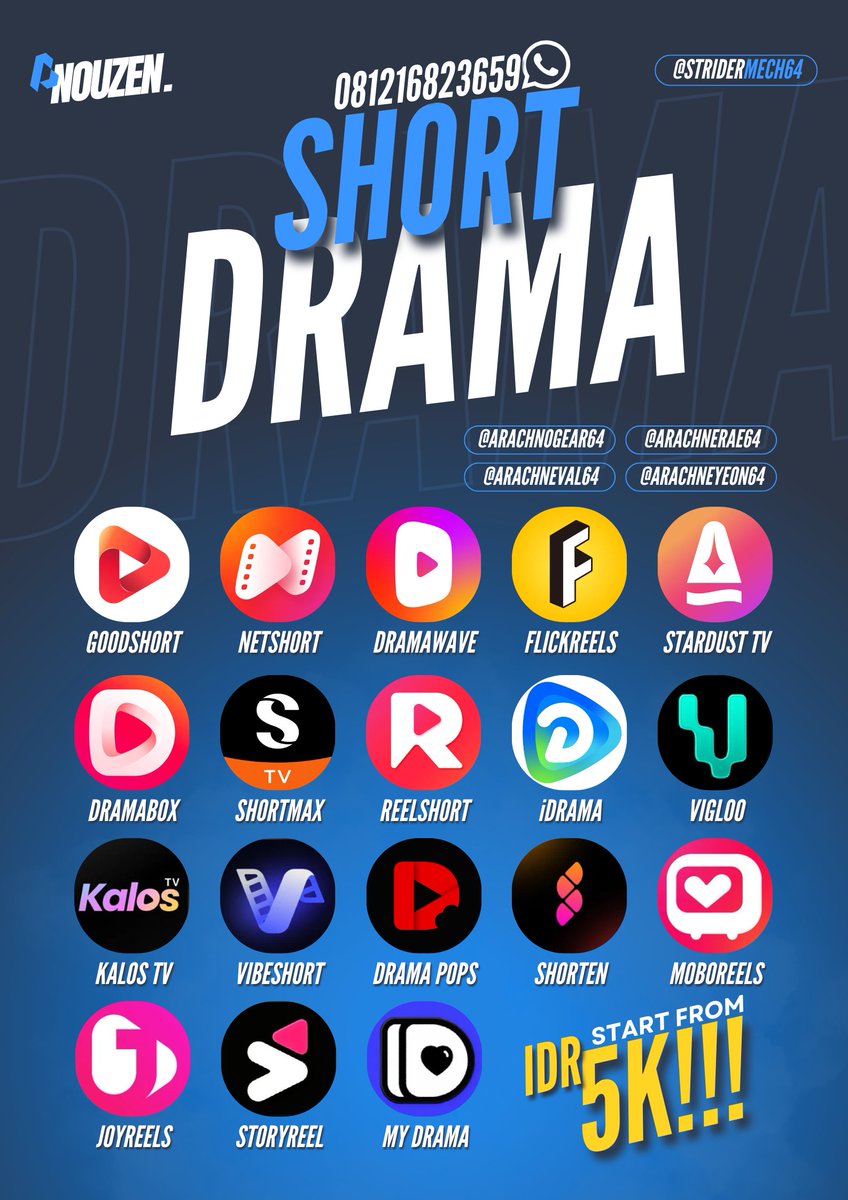 Arachnerae64's tweet photo. Shortdrama mulai 5K-an aja! Ready Playlet, iDrama, Pinedrama, ReelShort, MoboReels, NetShort, DramaBox, VibeShort, FlickReels, MyDrama, GoodShort, Vigloo, BiliTV, Stardust TV, ShortMax, DramaPops, DramaWave, Tiktok, dll. Bisa DM atau langsung cek bio ya! #zonauang #zonajajan https://t.co/QtwrumetFk
