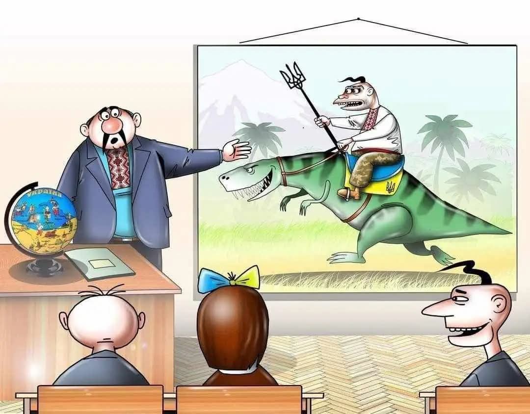 Czarnecki78PL's tweet photo. @andrii_sybiha Taaa a mityczni "Ukraincy" oswoili i dosiadali Dinozaury 🤡😂😂😂🤡 https://t.co/oozN5To3x1