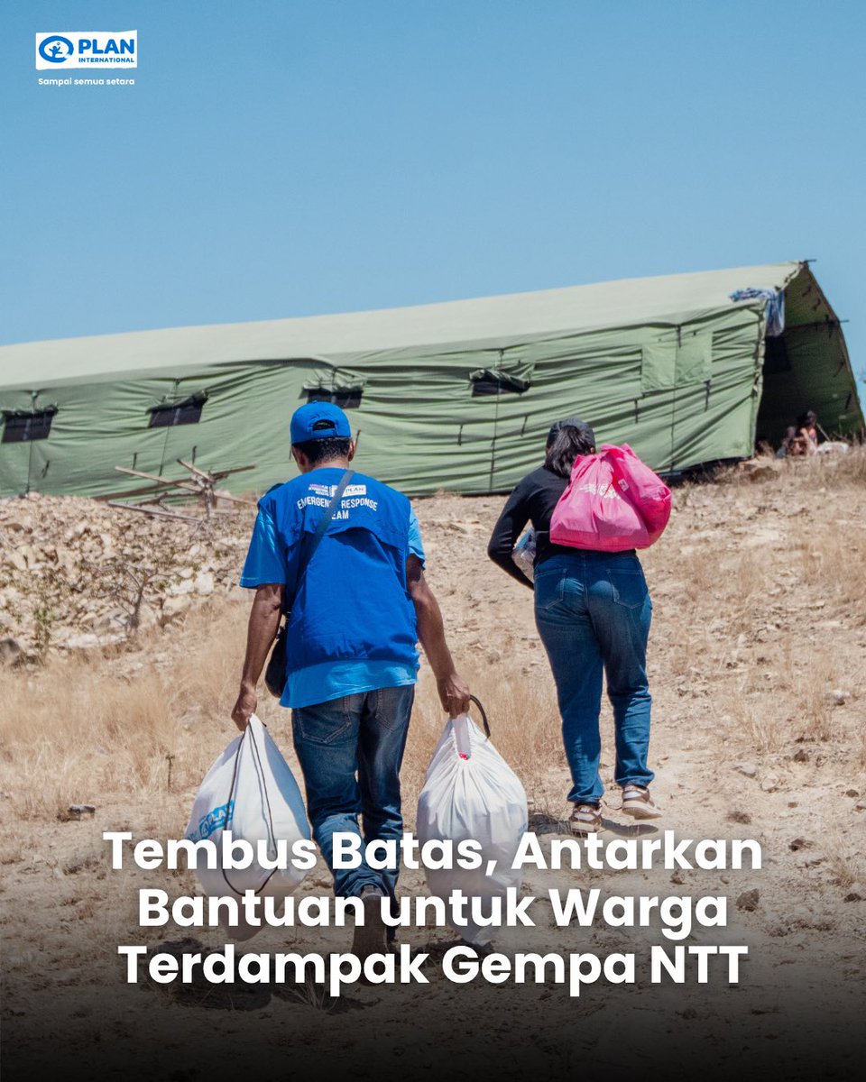 PlanIndonesia's tweet photo. Di tengah situasi pascagempa NTT, Plan Indonesia menugaskan bergerak memberikan bantuan ke masyarakat terdampak.

Dukungan yang diberikan mencakup distribusi paket kebersihan menstruasi, paket kebersihan, terpal, tikar alas tidur, selimut, dan air bersih untuk membantu memenuhi kebutuhan dasar warga di tengah situasi darurat.
