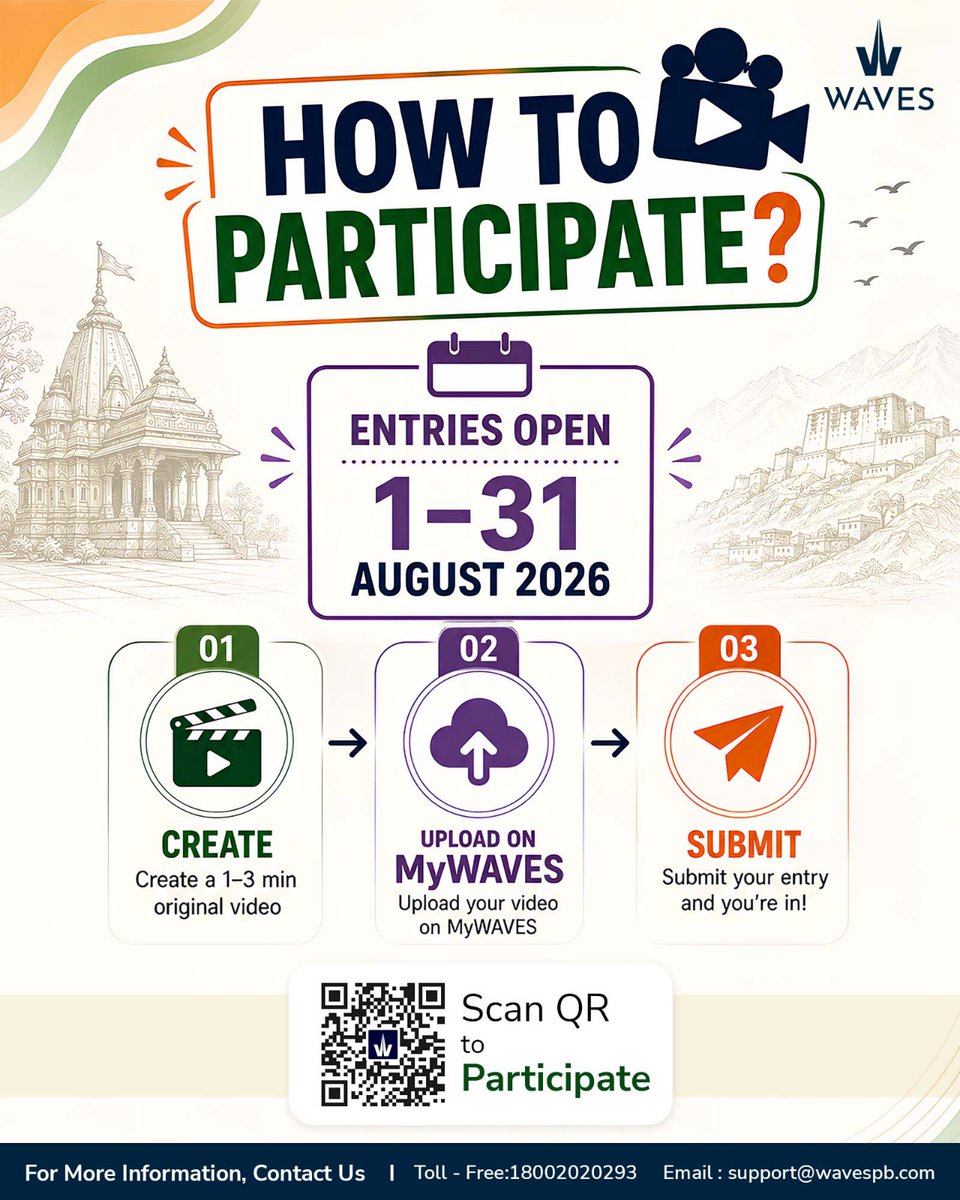 AkashvaniAIR's tweet photo. Your place is unique and so is your story!
Create a 1–3 min video on your district for the #GemsOfIndiaChallenge and stand a chance to win up to ₹5 Lakh plus national recognition!
Enrol now https://t.co/UMRQsQgOMj
#Creator #WAVES #MYWAVES #Reelcontest
@MIB_India @DDNational @airnewsalerts