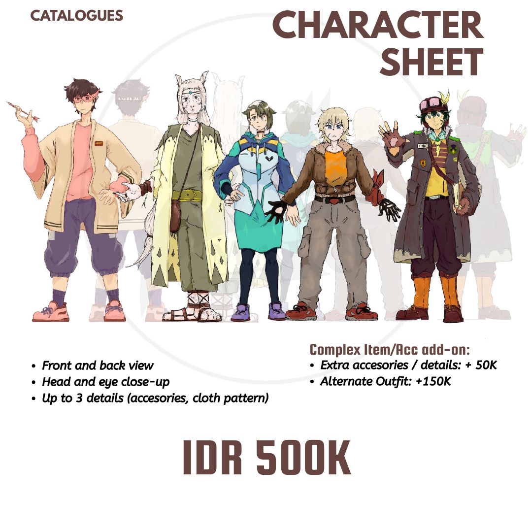 amko_finixT's tweet photo. Tak hanya ilustrasi, teman-teman bisa rikues character sheet kalau mau #OC nya didetailkan! 

Untuk komersil dan negosiasi, langsung DM atau reply di post ini https://t.co/4g3LRIO8MV